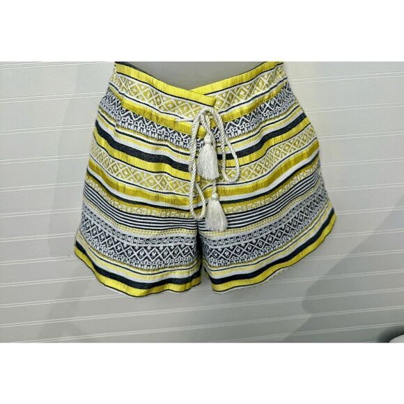 Loft Ann Taylor Women's Multicolored Striped Tasseled Belted Casual Short Size 4 - Picture 3 of 7